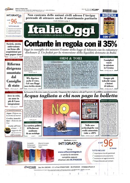 Italia oggi : quotidiano di economia finanza e politica